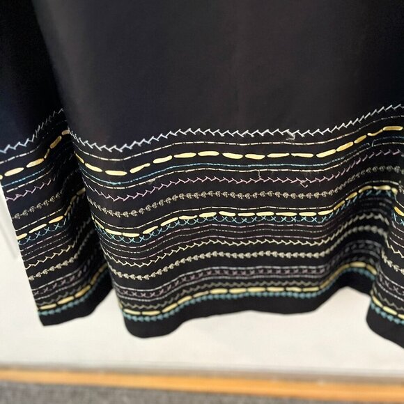 Carol Little Woman's Black Embroidered Bohemian Linen Maxi Dress Sz 10 - Picture 5 of 11